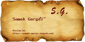 Samek Gergő névjegykártya